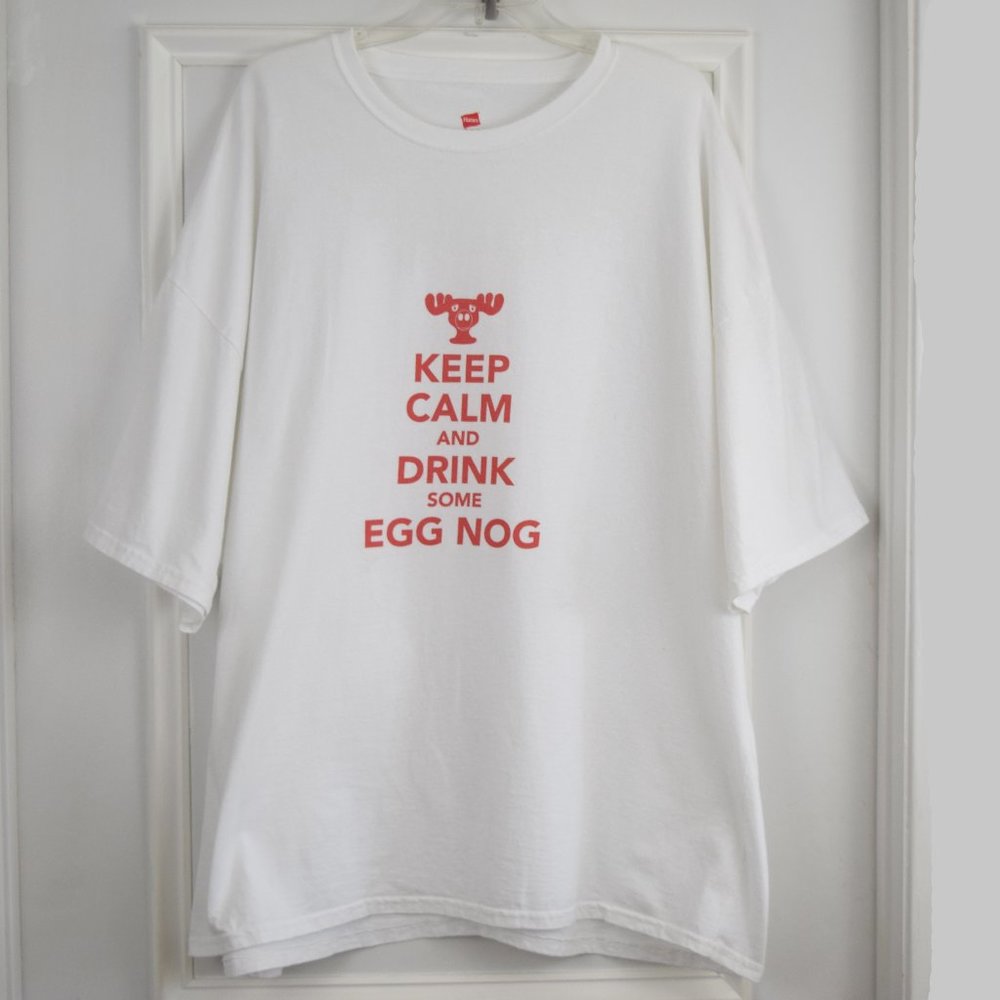Keep Calm and Drink Some Egg Nog T Shirt Men 4XL Moose Head Christmas Holiday